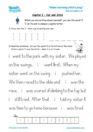 Worksheets for kids - capital_i_-_cut_and_stick